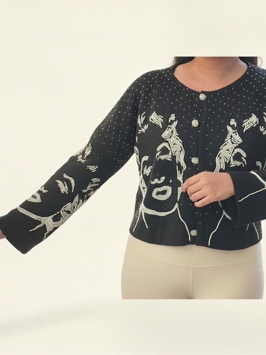 Michael Simon Sweaters - RARE VTG 1993 Michael Simon Marilyn Monroe beaded cardigan- Art to wear
